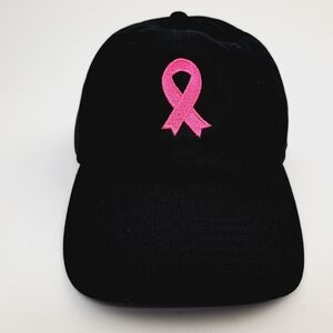 Breast Cancer Awareness Embroidered Hat Cap Relaxed Cotton Black